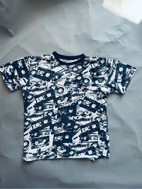 Vintage Short Sleeve Tee - Black & White Cassette Print